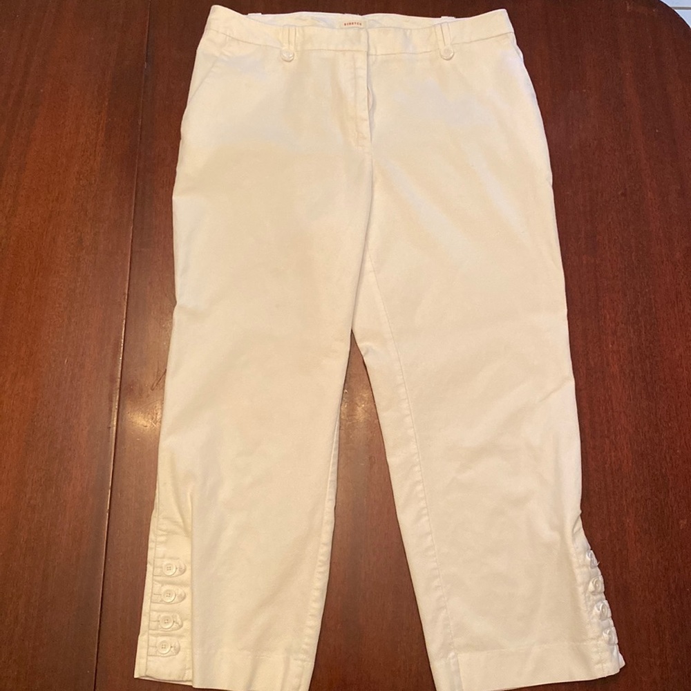 Anne Klein Sport Stretch white pique ankle pants women size 12 - 99% cotton
